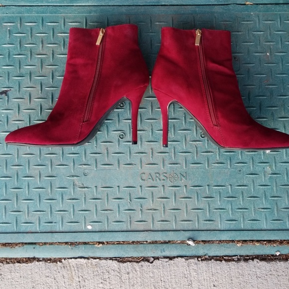 Burgandy ankle booties size 10 - Picture 5 of 7